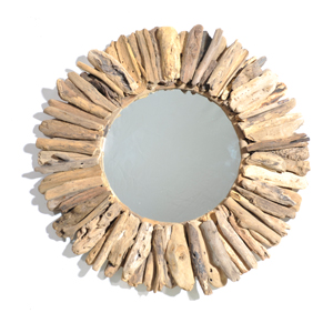 Round shape driftwood mirror