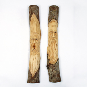 Forest man in tree trunk, varnished, half (1mt)