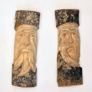 Forest man in tree trunk, unvarnished, half (30cm)