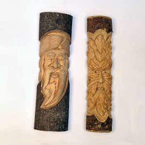 Forest man in tree trunk, unvarnished, half (50cm)