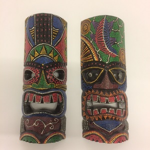 Dot painted Tiki wall mask (30cm)