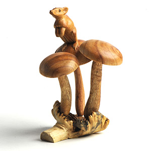 Three mushrooms with mouse on parasite base