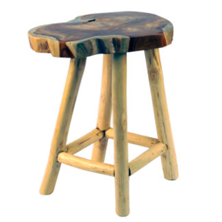 Teak stool with bamboo legs