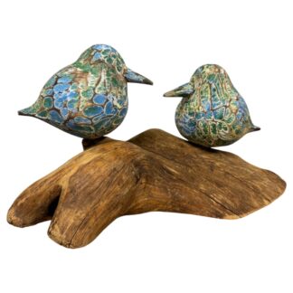 Double abstract birds on driftwood - small
