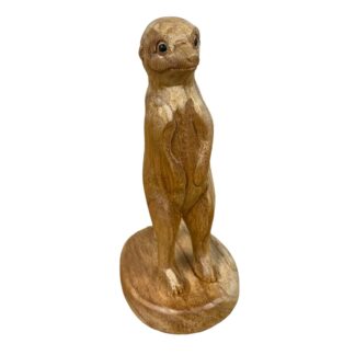 Natural wood meerkat on stand - small