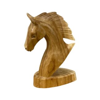 Natural wood horse bust (15cm)