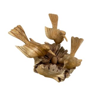 Family of two birds on parasite nest