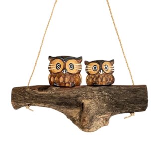 Painted double owls on root