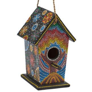 Multicoloured dot painted bird house