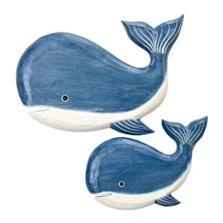 Set of two painted whales wall art