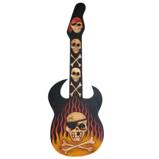 Skull guitar with flames