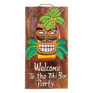 'Welcome to the tiki bar party' sign