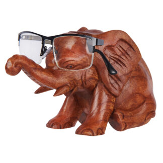 Natural wood elephant glasses holder