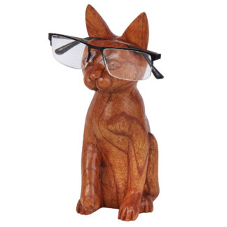 Natural wood cat glasses holder