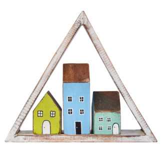 BUY 2 GET 1 FREE! Three model buildings in triangle wall art