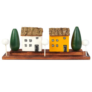 BUY 2 GET 1 FREE! Painted house and trees on plinth