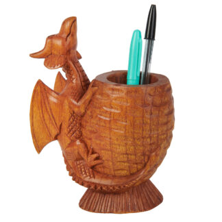 Natural wood dragon pen holder