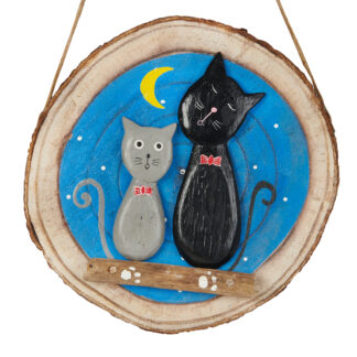 Painted cats and moon wall art