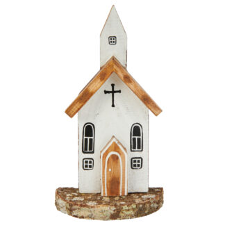 BUY 2 GET 1 FREE! Painted model church on log plinth