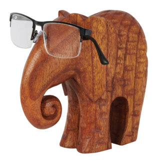 Natural wood abstract elephant glasses holder