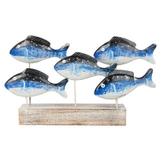 Set of five painted fish on a stand