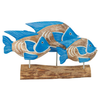 Set of three painted fish on a stand