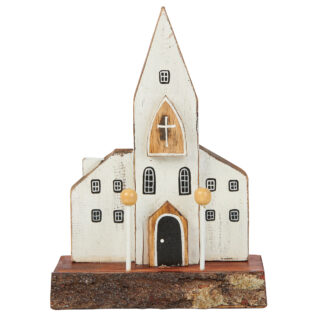 BUY 2 GET 1 FREE! Painted model church on log plinth