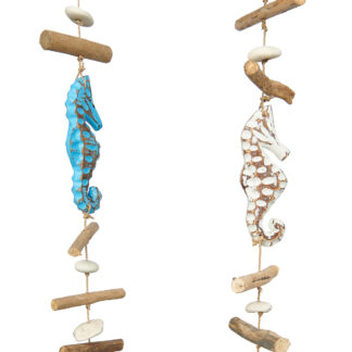 Hanging seahorses and driftwood