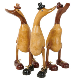 Bamboo root duck with hat and shoes - large