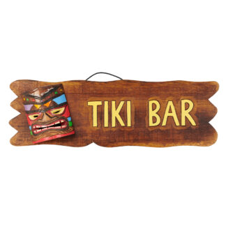 Horizontal 'Tiki bar' sign with protruding mask on left