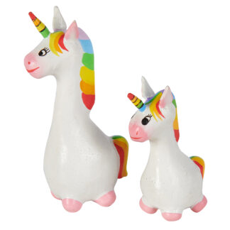 Mother and baby cartoon unicorns