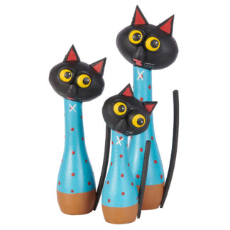 Set of three painted cartoon skittle cats