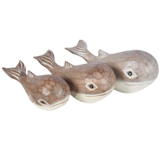 Set of three painted whales