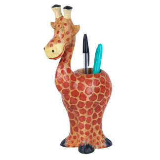 Painted giraffe pen holder