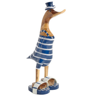 Bamboo root male duck with blue striped swimsuit