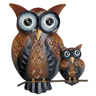 Iron mother and baby owl wall art