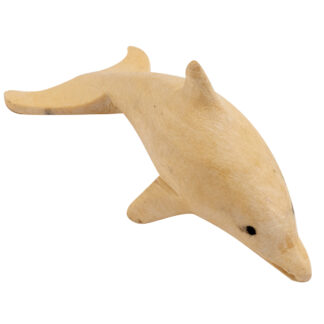 Natural wood swimming dolphin (8cm)
