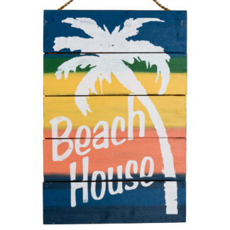 'Beach house' sign with palm tree motif - large