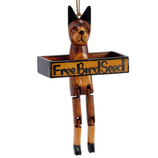Painted cat bird feeder