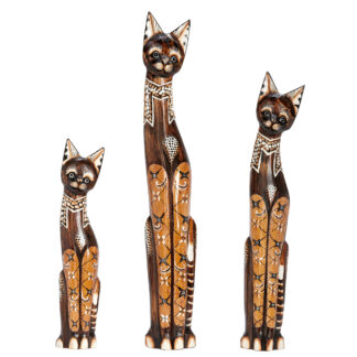 Painted cat family, tan and black pattern - large
