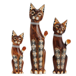 Painted cat family, with cross design - medium