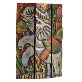 Carved elephant screen, (H50 x W37cm)