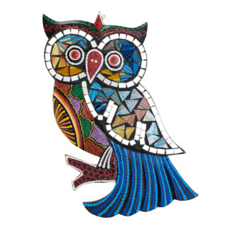 Dot painted owl mosaic wall art (30cm)