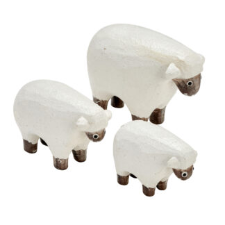 Family of three painted sheep