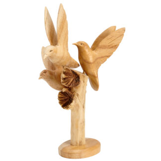 Family of three flying birds on parasite tree