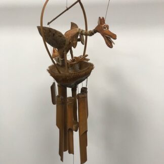 Dragon and hatchlings bamboo and coconut wind chime