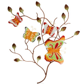 BUY 2 GET 1 FREE! Iron butterflies in tree wall hanging