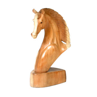 Natural wood horses bust (40cm)