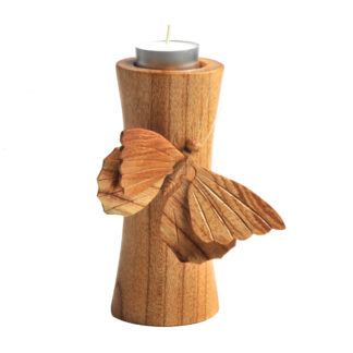 Natural wood butterfly tea light holder