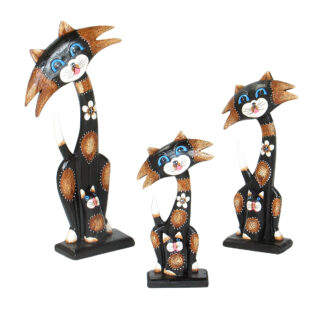 Set of three cartoon cats with whiskers